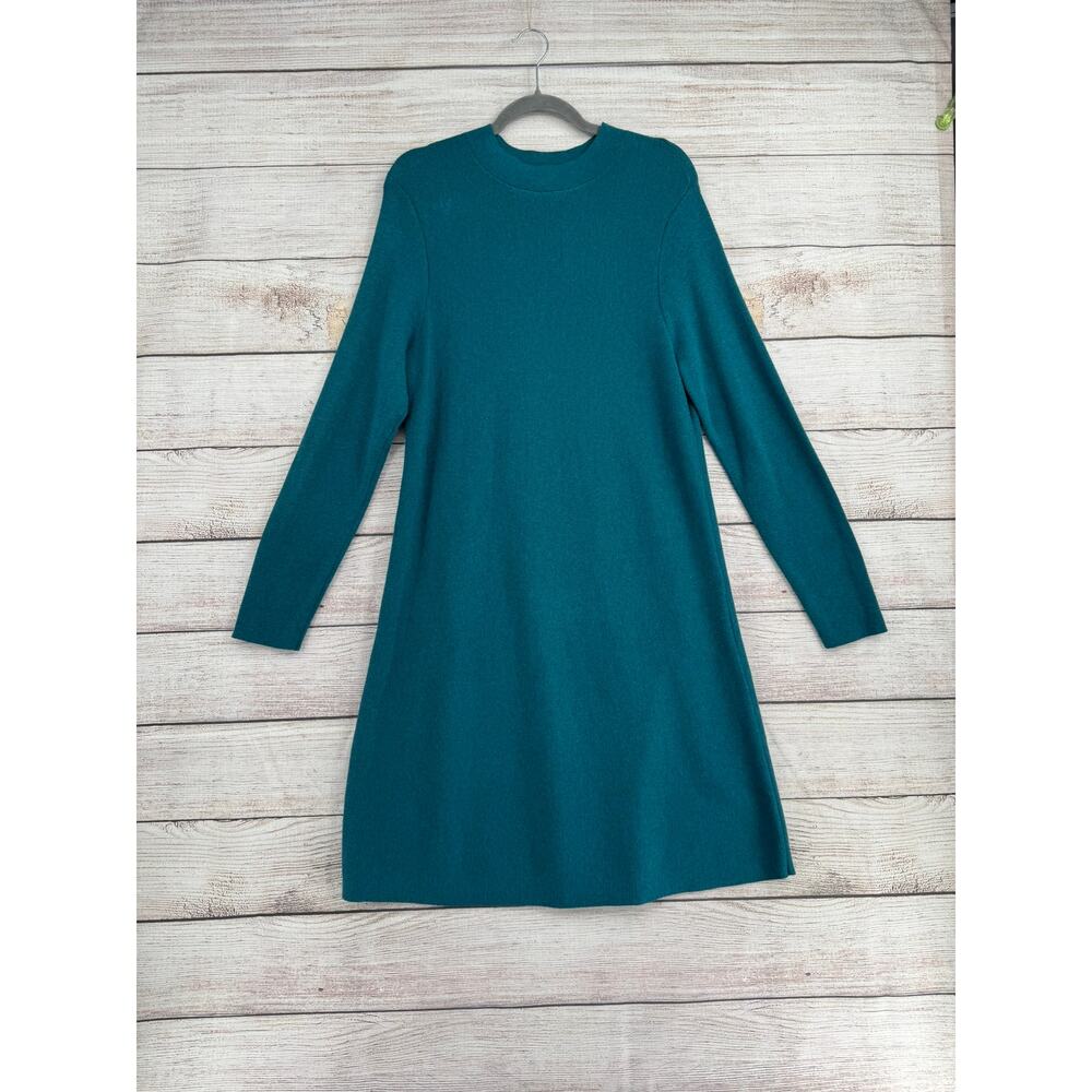 J. Jill A-Line Long Sleeve Sweater Dress Womens Medium Ocean Heather NEW